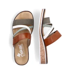 Rieker Kvinders Muldyr Olivengron-Brun-Hvid