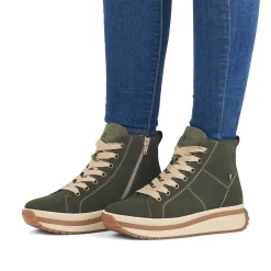 Rieker Kvinders Sneaker Hoj Kaki