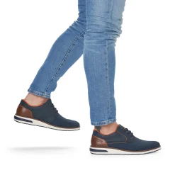 Rieker Mænds Snoresko Marinebla-Orange